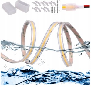 LED COB 5m wodoodporna hermetyczna IP67 12V Neon ciepły 3000k 5m Premium