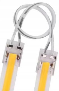 Złączka do taśm COB LED 8 mm kątowa lub prosta z przewodem dwustronna 2pin