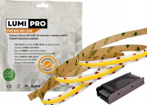 Zestaw taśma LED COB Neon neutralny 4000k 320diod 10m + zasilacz JAKOŚĆ PRO