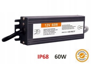 Zasilacz 12V 60W Wodoodporny 5A  IP67 DO TAŚMY LED